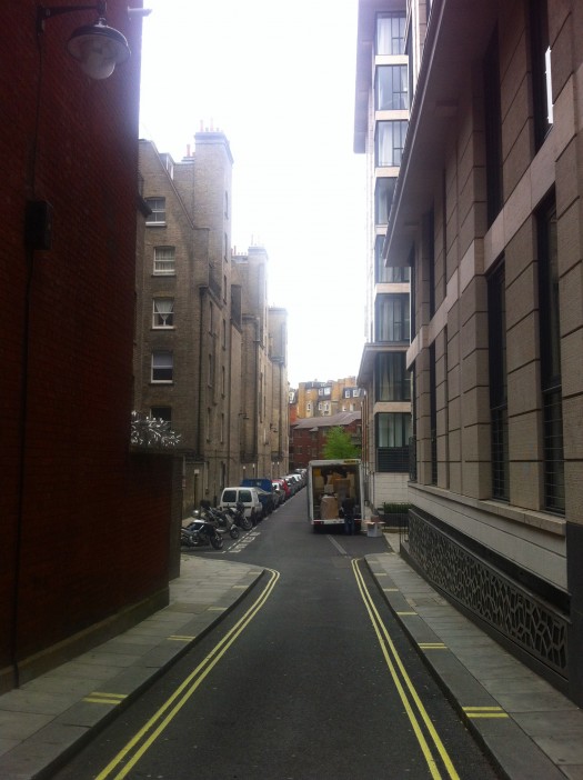 Often on my summer city review blogs, I get complaints that I focus only on the walkable parts of the city – the A Grid – and pay no attention to the B Grid and rear lanes. Only complaint on London’s alleys: they’re too perfect. Should be more “male space,” from some people’s perspective. Or at least a place where our kids can splash in puddles.
