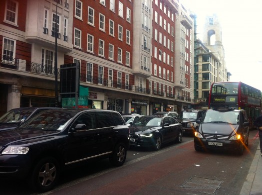 Definitely T5 with three travel lanes on Baker Street in Soho. Yes, there were a few riots this day, but the meaty urbanism absorbed the energy without much distress.
