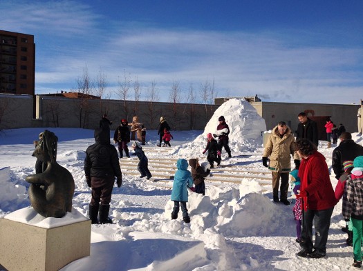 The rooftop sculpture garden at the Winnipeg Art Gallery currently is hosting an igloo raising, thanks to the Manitoba Urban Inuit Association.