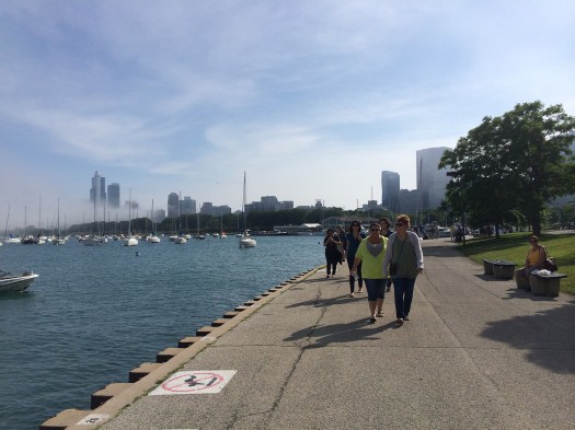 Chicago's 26 miles of public waterfront provides for walking, cycling, boating, swimming, lingering, investing, collaborating, just to name a few