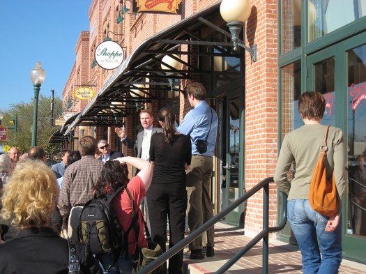 Nathan Norris conducting a Walking Tour to community leaders in Grapevine, Texas (the DFW area).
